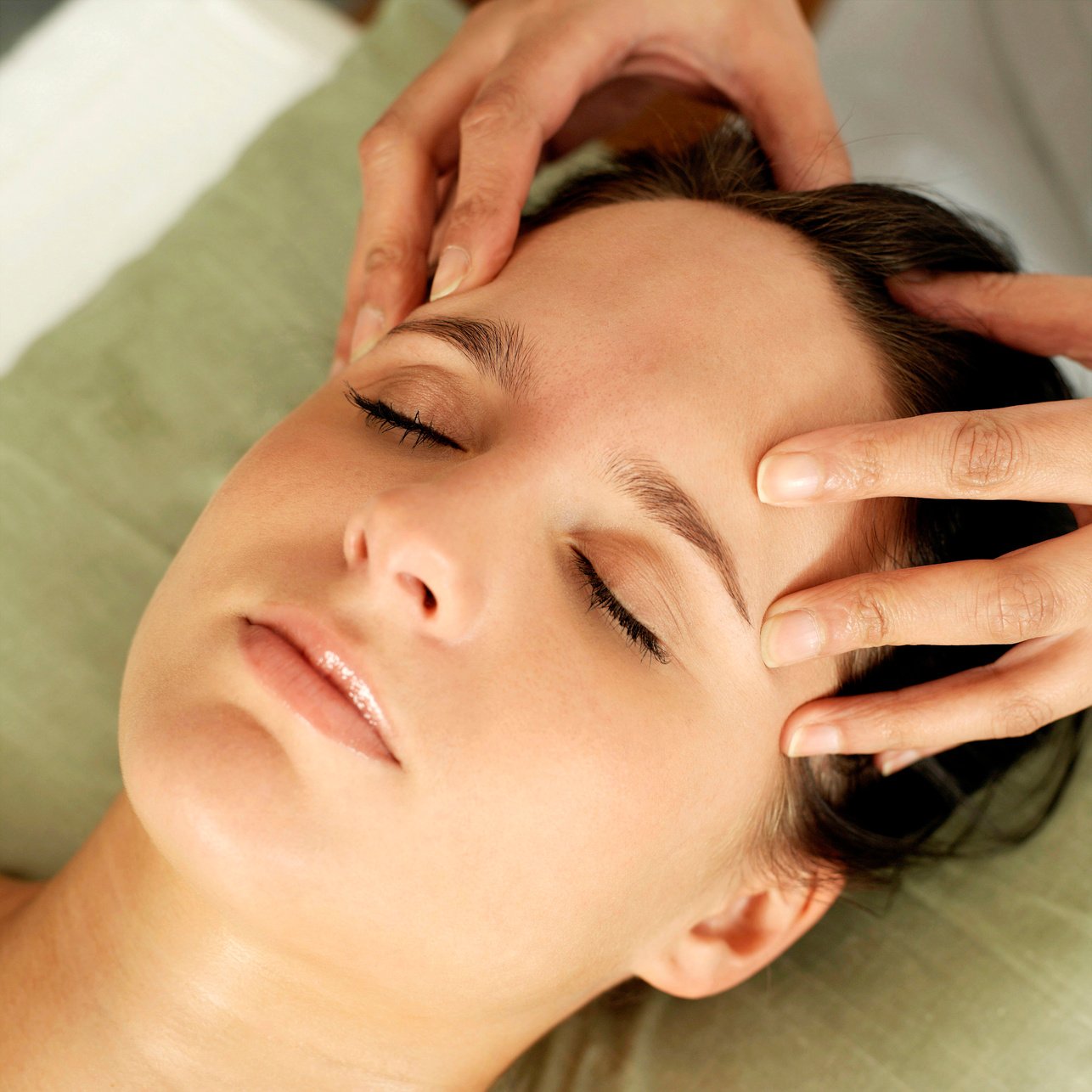 Woman enjoying a head massage