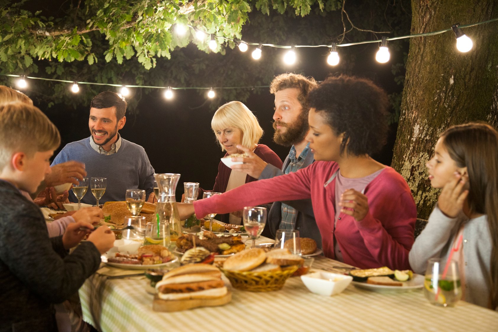 Evening family picnic party